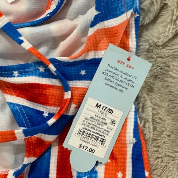 NWT Cat & Jack Red White Blue Star Swimsuit Size M (7/8) - Picture 3 of 4